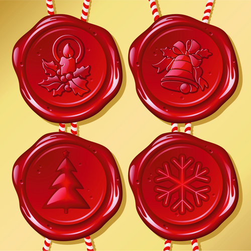 Set of Christmas Wax Seal elements vector graphics 01
