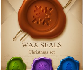 Set of Christmas Wax Seal elements vector graphics 04