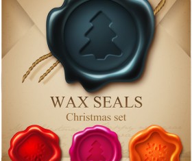 Set of Christmas Wax Seal elements vector graphics 05