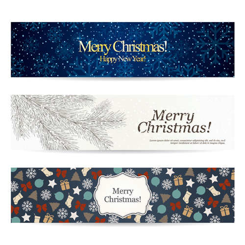 Shiny Christmas style banner design vector 03