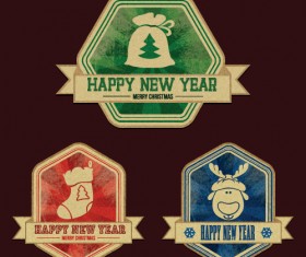 Christmas discount badges with labels vector 01