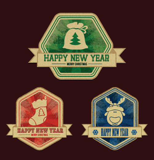 Christmas discount badges with labels vector 01