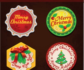 Christmas discount badges with labels vector 02