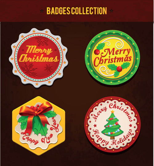Christmas discount badges with labels vector 02
