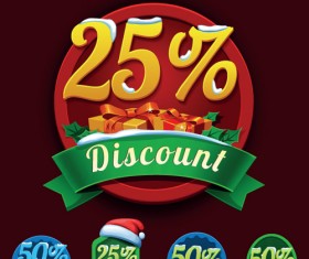 Christmas discount badges with labels vector 03