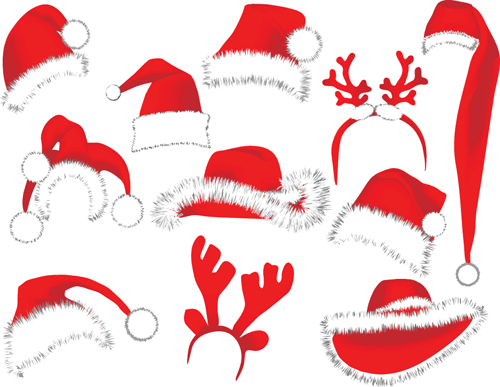 Different Christmas hat design elements vector set 06