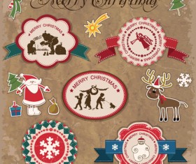 Retro style Christmas labels design vector 04