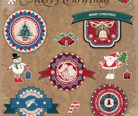 Retro style Christmas labels design vector 05