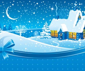 Set of Christmas Night landscapes elements vector 03