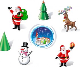 Different Christmas ornaments Illustration vector material 01