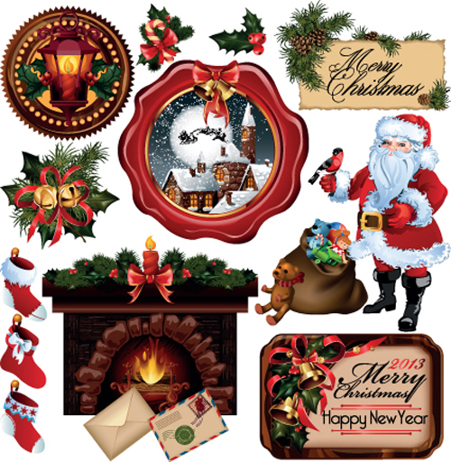 Different Christmas ornaments Illustration vector material 08