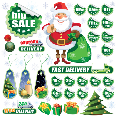 Christmas sale tags and Stickers design vector 03