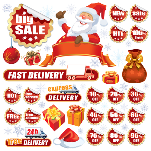 Christmas sale tags and Stickers design vector 05