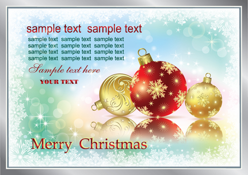 Set of Christmas theme cards elements vector material 01