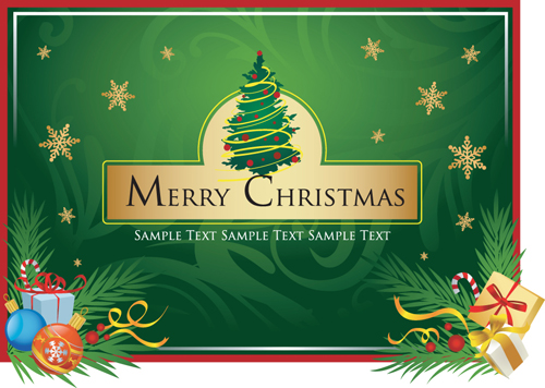 Set of Christmas theme cards elements vector material 03