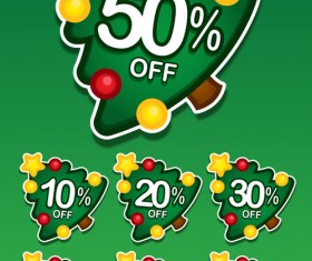 Christmas tree discount labels vector