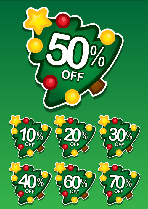 Christmas tree discount labels vector