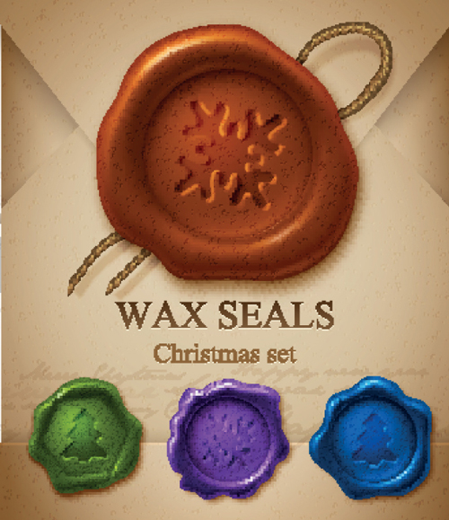 Christmas wax seals design elements vector set 01