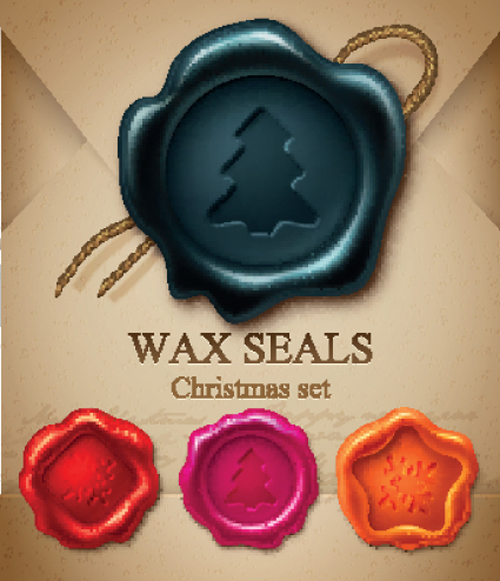 Christmas wax seals design elements vector set 02