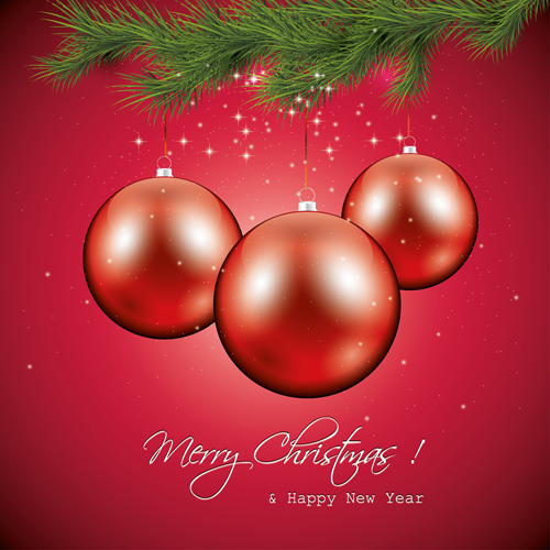 Set of Bright Christmas card elements vector material 01