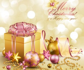 Ornate Christmas Pendant gift cards vector 02