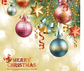 Ornate Christmas Pendant gift cards vector 04