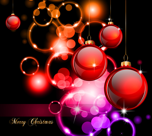 Set of Bright Christmas card elements vector material 04