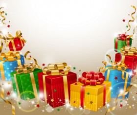 Different Christmas gifts box design elements vector 02