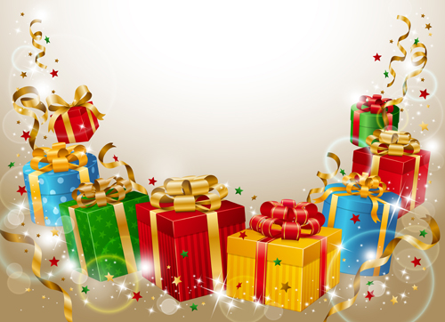 Different Christmas gifts box design elements vector 02