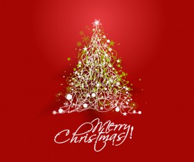 Sparkling Christmas tree design vector 01
