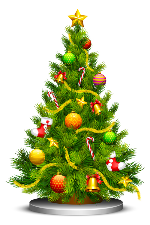 Various Christmas tree elements vector graphics set 01