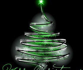 Sparkling Christmas tree design vector 02