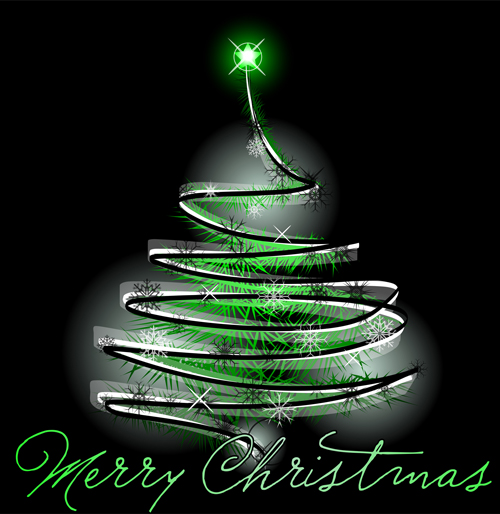 Sparkling Christmas tree design vector 02