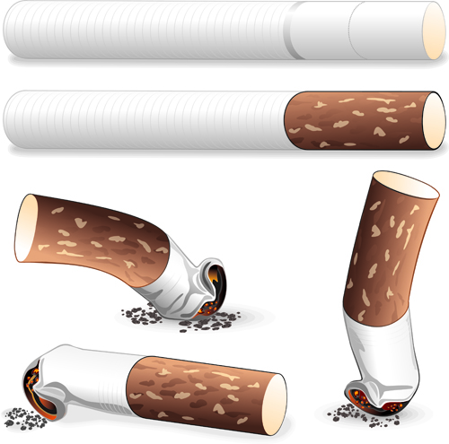 Different Cigarettes elements vector set 03