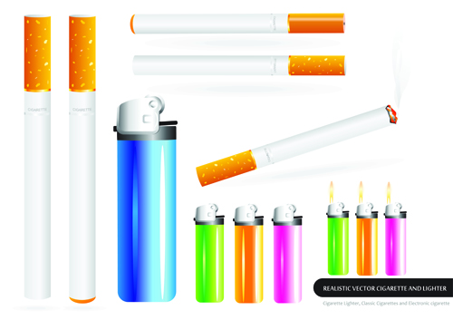 Different Cigarettes elements vector set 05