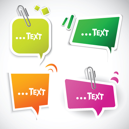 Set of Label Cloud for text Stickers vector 01