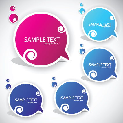 Set of Label Cloud for text Stickers vector 04