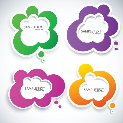 Set of Label Cloud for text Stickers vector 05