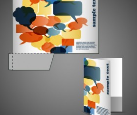 Vector Template of Corporate folder with die cut set 01