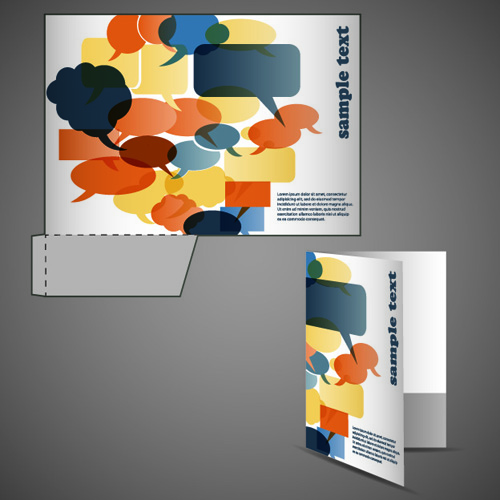 Vector Template of Corporate folder with die cut set 01
