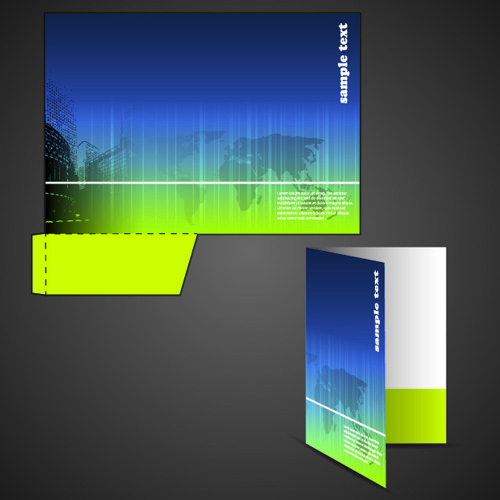 Vector Template of Corporate folder with die cut set 03