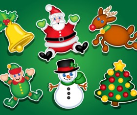 Cute Christmas stickers design vector graphics