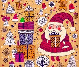 Cute Santa and Christmas ornaments Scraps vector 01
