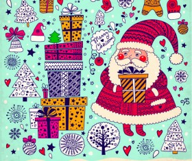 Cute Santa and Christmas ornaments Scraps vector 02