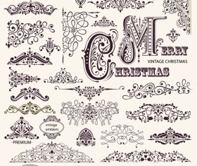 Different Christmas decorative ornaments and labels vector 01