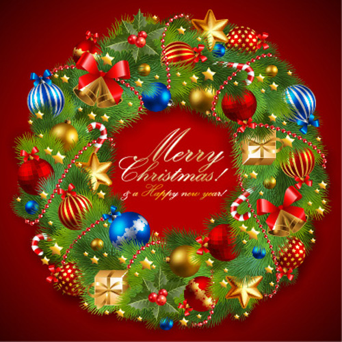 Different Christmas elements vector background graphics 01
