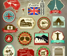 Different Retro Labels mix vector graphics 03
