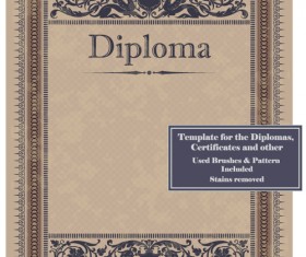 Vintage Diplomas Design cover template vector 01