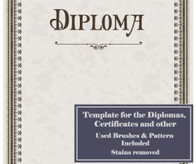 Retro Diploma and certificate cover template design vector 06