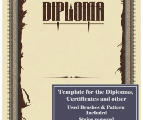 Retro Diploma and certificate cover template design vector 08